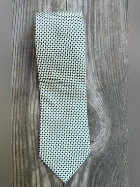 Men's Taylor Byrd Italian Silk Geometric Tie in Green, White, and Navy